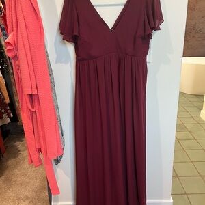 Birdy Grey Burgundy V-Neck Dress